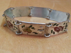 Vintage 1930s / 1940s German Hand Painted Flower Bracelet