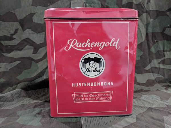 Vintage 1930s 1940s German Large Cough Drop Bonbon Tin - WWII Rations