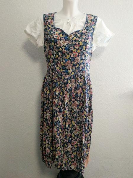 Vintage 1930s / 1940s German Sleeveless Flower Dress & White Undershirt