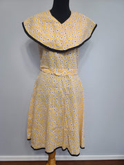 Handmade Yellow Sunflower Print Dress <br> (B-36" W-34" H-44")