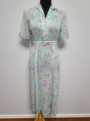 Light Blue Handmade Floral Dress <br> (B-35.5" W-31" H-41")