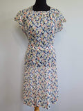 Vintage 1930s 1940s See-thru Flower Print Dress with Belt