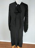 Vintage 1930s Black Rayon Dress and Jacket with Bishop Sleeves