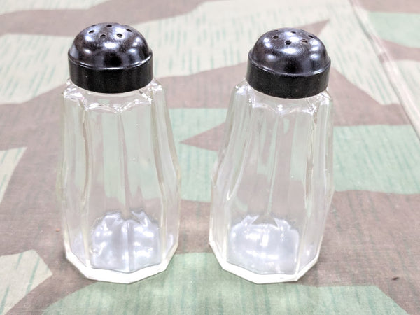 Vintage 1930s German Salt and Pepper Shakers - Glass and Bakelite