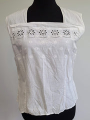 Vintage 1930s White Sleeveless Eyelet Blouse