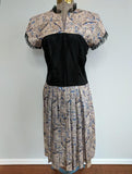 Vintage 1940s / 1950s Aztec Novelty Print Dress 