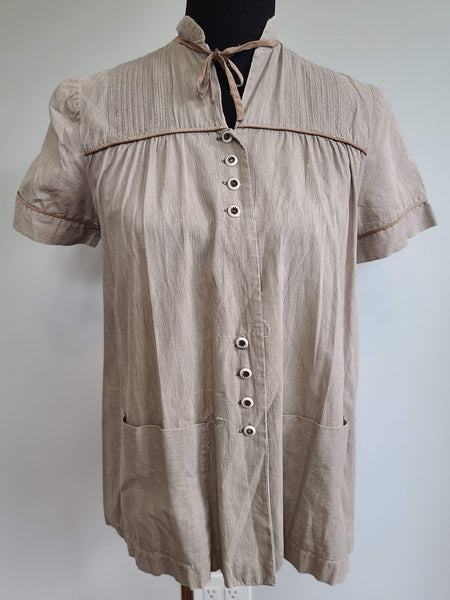Vintage 1940s / 1950s Brown Maternity Blouse Shirt