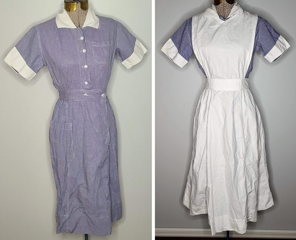 Vintage 1940s / 1950s Bruck's Nurse Uniform - Dress and Apron