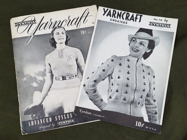 Vintage 1940s / 1950s Cynthia Yarncraft Knit Crochet Pattern Booklets