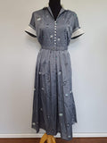 Gray Iridescent Flower Print Dress <br> (B-40" W-29" H-48")