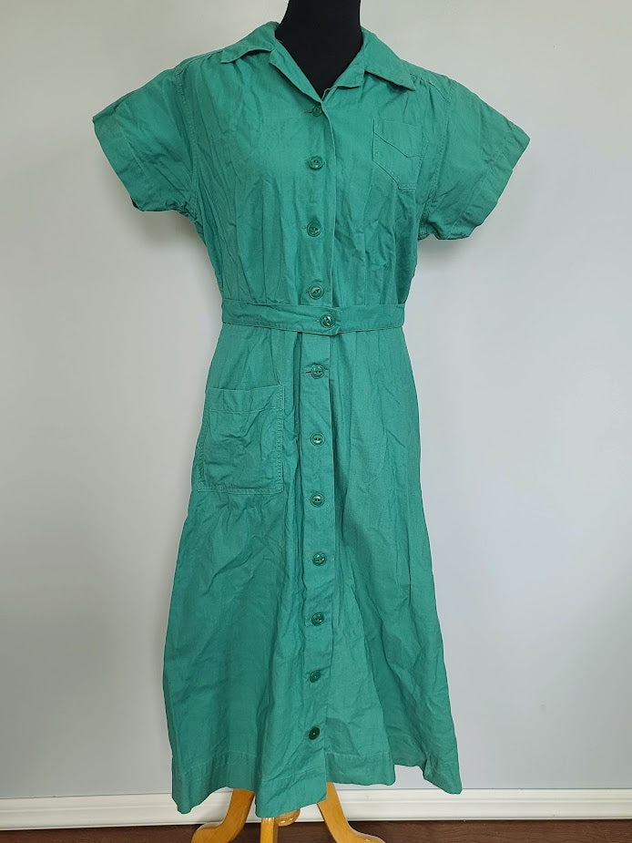 Green Work Dress (B-41" W-34" H-41") Green Work Dress (B-41" W-34" H-41")