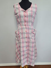 Vintage 1940s / 1950s Pink Plaid Sleeveless Dress