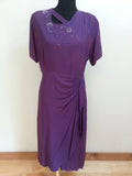 Vintage 1940s / 1950s Purple Dress w/ Rhinestone Accents