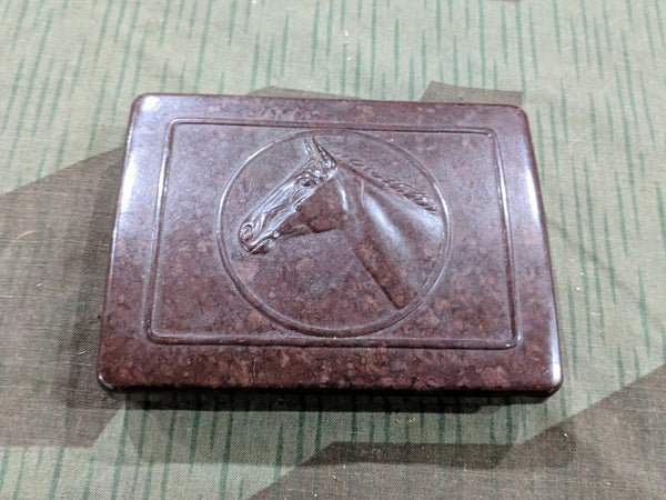 Vintage 1940s Bakelite Cigarette Case with Horse Design