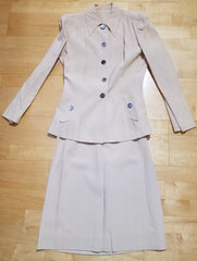 Vintage 1940s Beige Skirt Suit Bur-Mil Rayon