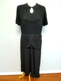 Vintage 1940s Black Rayon Beaded Dress AS-IS