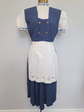 Vintage 1940s Blue German Dirndl Dress 3 Piece Outfit