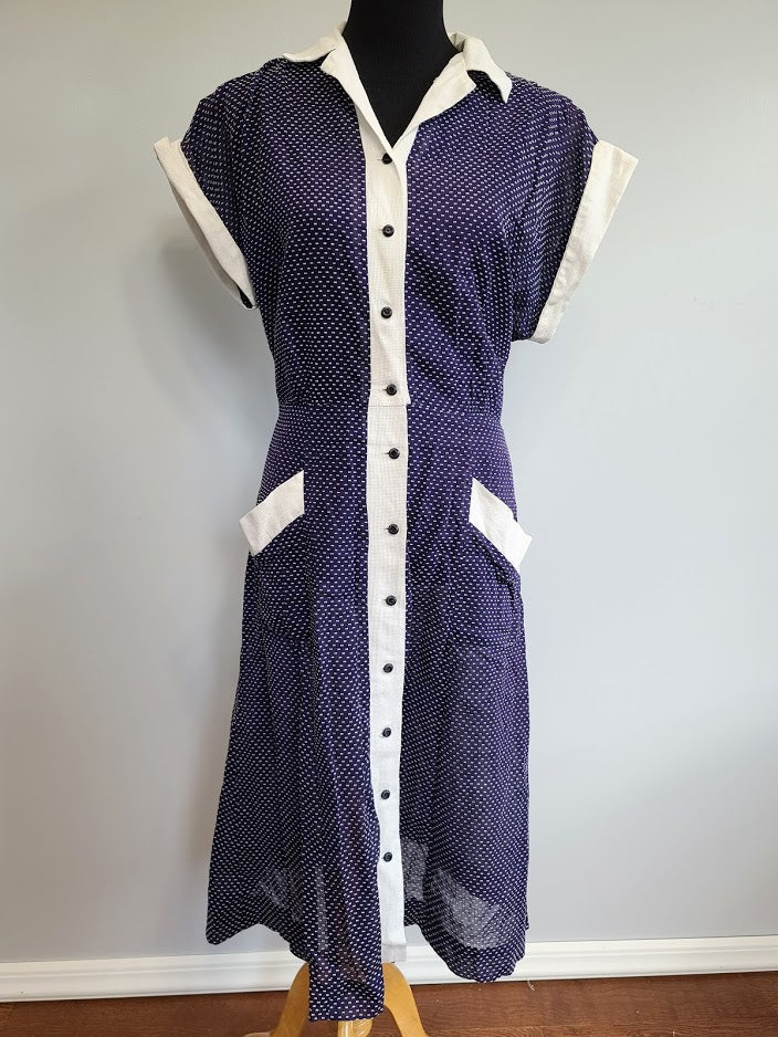 Blue Polka Dot Dress with Ties (B-43