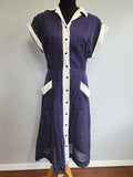 Vintage 1940s Blue Polka Dot Dress with Ties Plus Size Princess Peggy