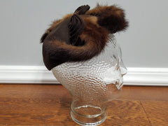 Vintage 1940s Brown Hat with Mink Fur