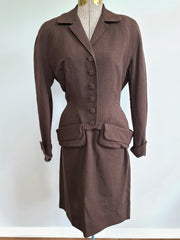 Vintage 1940s Brown Wool Skirt Suit 