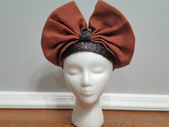 Vintage 1940s Burnt Orange Bow Hat - New York Creation label