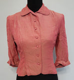 Vintage 1940s Button Down Pink Blouse  (B-36 W-28)