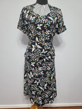 Vintage 1940s Colorful Butterfly Novelty Print Peplum Dress