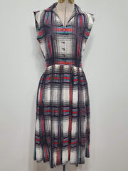 Colorful Plaid Sleeveless Dress <br> (B-36" W-25" H-41")