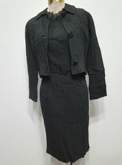 Vintage 1940s German 3-Piece Outfit: Black Dress, Jacket and Belt
