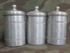 Vintage 1940s German Aluminum Container Set: Coffee, Tee, Sugar