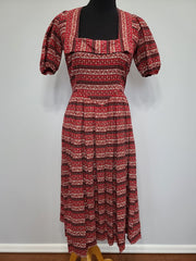 Vintage 1940s German Red Print Dirndl Dress 