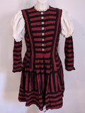 Vintage 1940s German Red and Black Striped Dirndl Dress Tracht