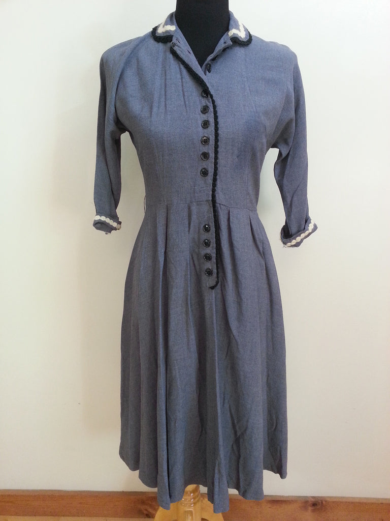 Gray/Blue Button Down Dress (B-36