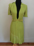 Vintage 1940s Green Dress with Belt Heartbeat by Pat Hartly 