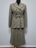 Green Plaid Wool Skirt Suit <br> (B-37" W- 29" H-38")