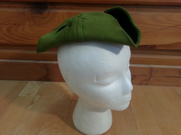 Vintage 1940s Green Triangle Hat WWII Akridge