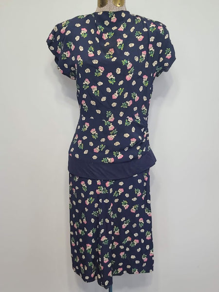 Vintage 1940s Horse Novelty Print Peplum Dress (as-is)