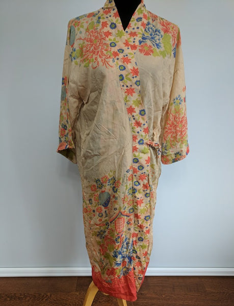 Vintage 1940s Lightweight Rayon Kimono Robe