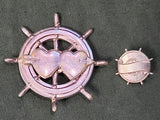 Vintage 1940s NOS Engravable Heart Ships Wheel Pins (Set of 2)