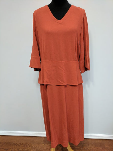 Vintage 1940s Orange Peplum Dress