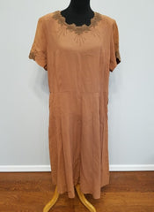 Vintage 1940s Orange Rayon Dress (as-is) Volup Plus Size