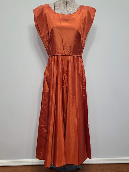 orange vintage dress Orange Sleeveless Dress (B-35" W-26.5")