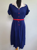Vintage 1940s Patriotic US WWII Red, White and Blue Dress