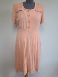 Vintage 1940s Pink Button Down Dress Plus Size