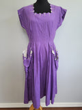Vintage 1940s Purple Dress with Big Pockets