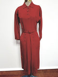 Vintage 1940s Red Button Dress