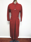 Vintage 1940s Red Button Dress