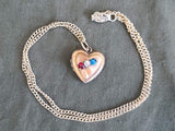 Vintage 1940s Red White and Blue Heart Locket Engraved