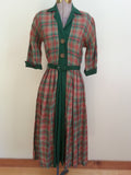 Vintage 1940s Red and Green Plaid Dress - Rae Mar Label
